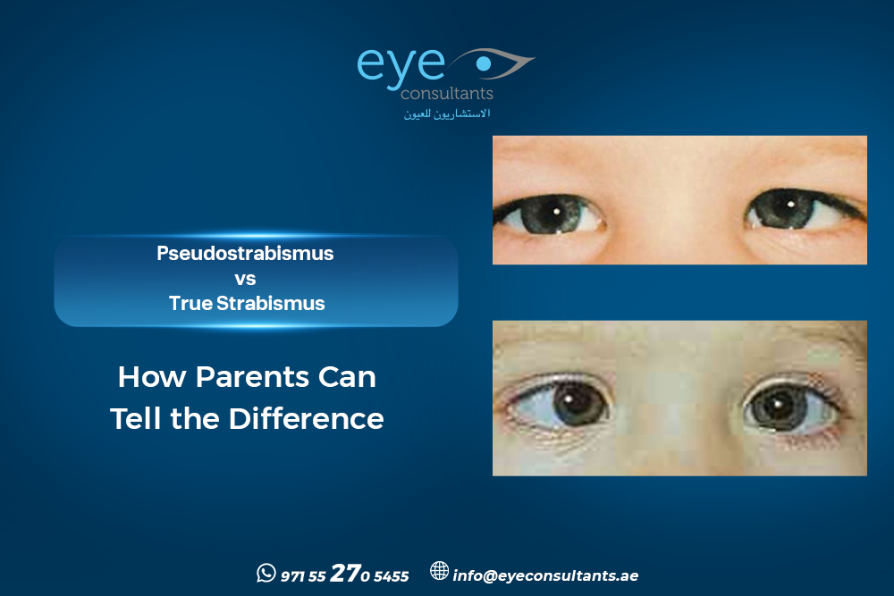 pseudo strabismus vs true strabismus